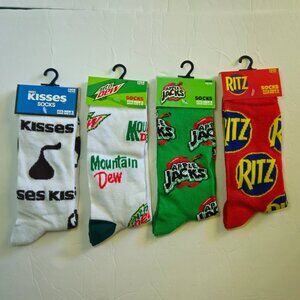 Novelty Fun Snack-Themed Crew Socks Set 4 Pairs Shoe Size 6-12 NWT